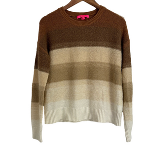 Lilly Pulitzer Elannie Brown Ombré Stripe Crewneck Sweater Size Large